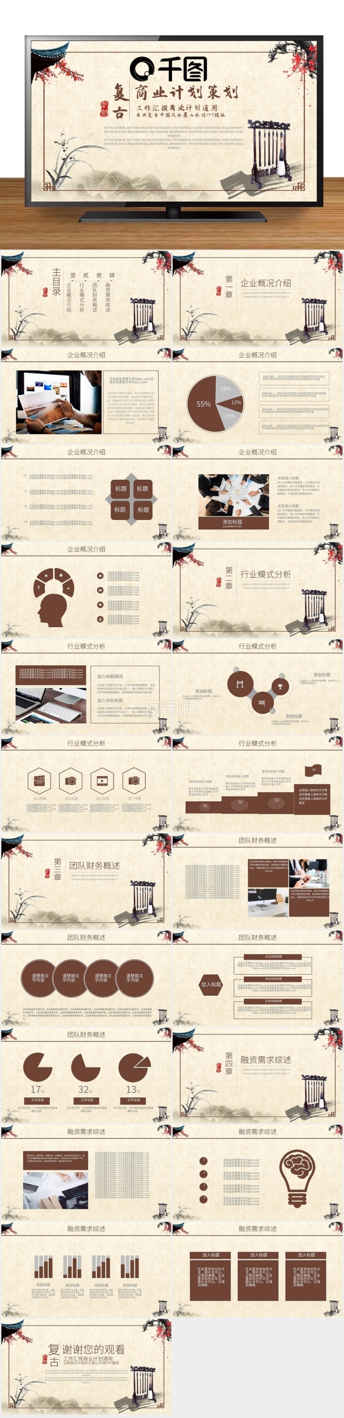 復(fù)古商務(wù)風(fēng)商業(yè)融資項目策劃計劃書PPT