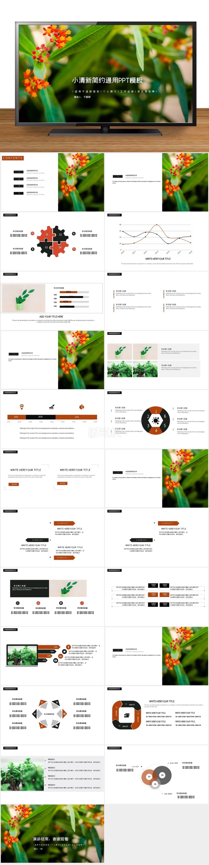 小清新簡(jiǎn)約通用PPT模板