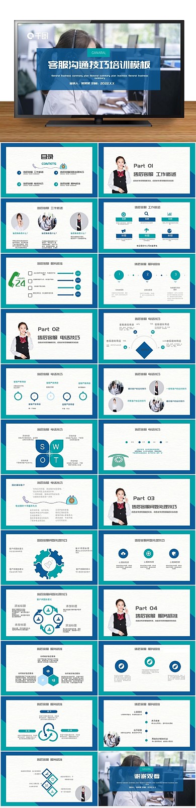 话务员呼叫技巧培训课件通用商务风
