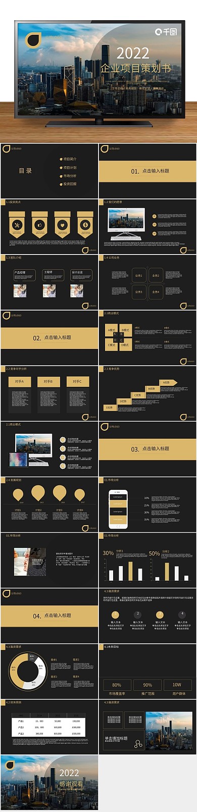 商业计划书黑金企业项目策划书PPT
