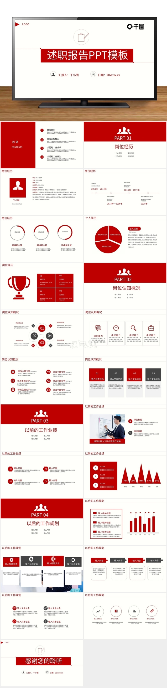 簡約風(fēng)員工述職報(bào)告通用PPT模板