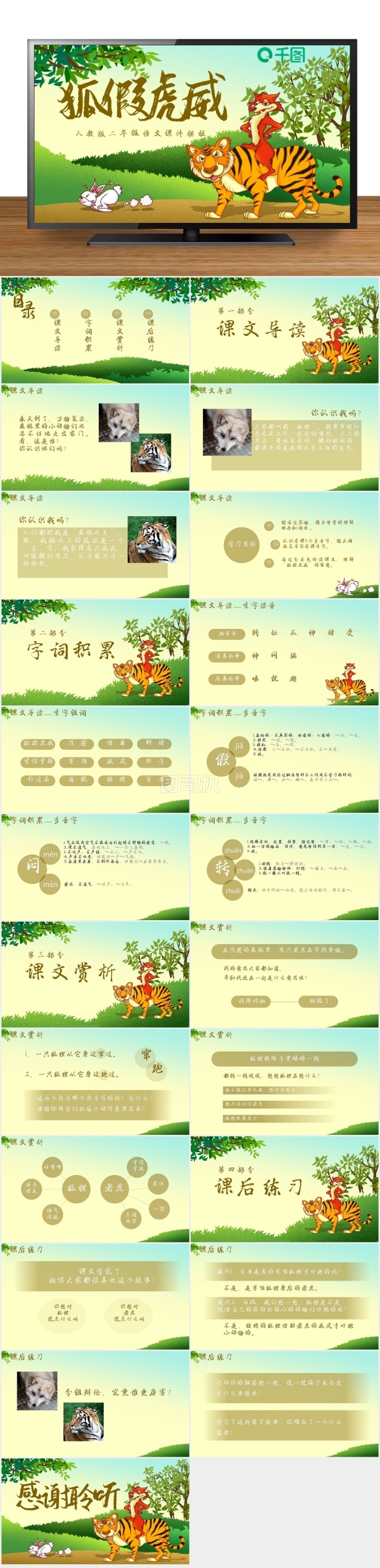 小學(xué)二年級(jí)語(yǔ)文狐假虎威課件模板