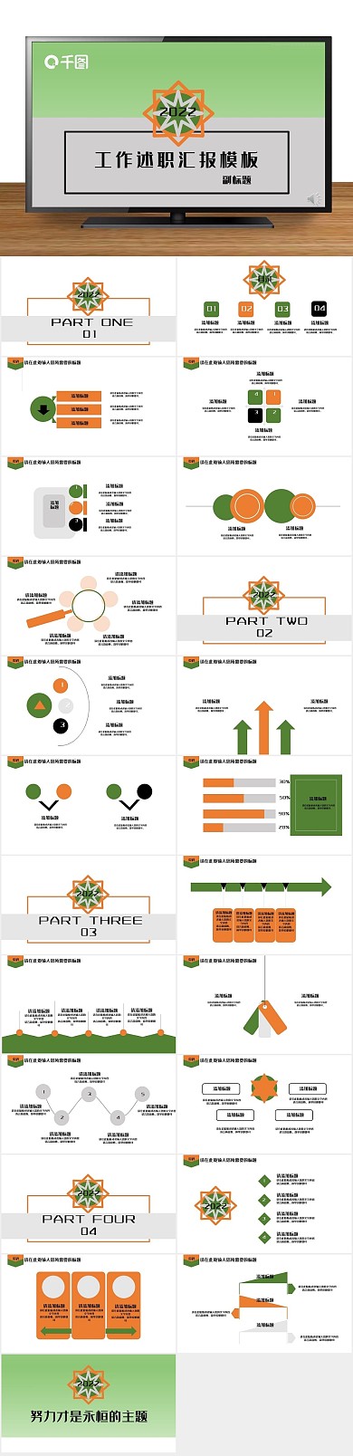 工作培训述职黑灰黄绿PPT
