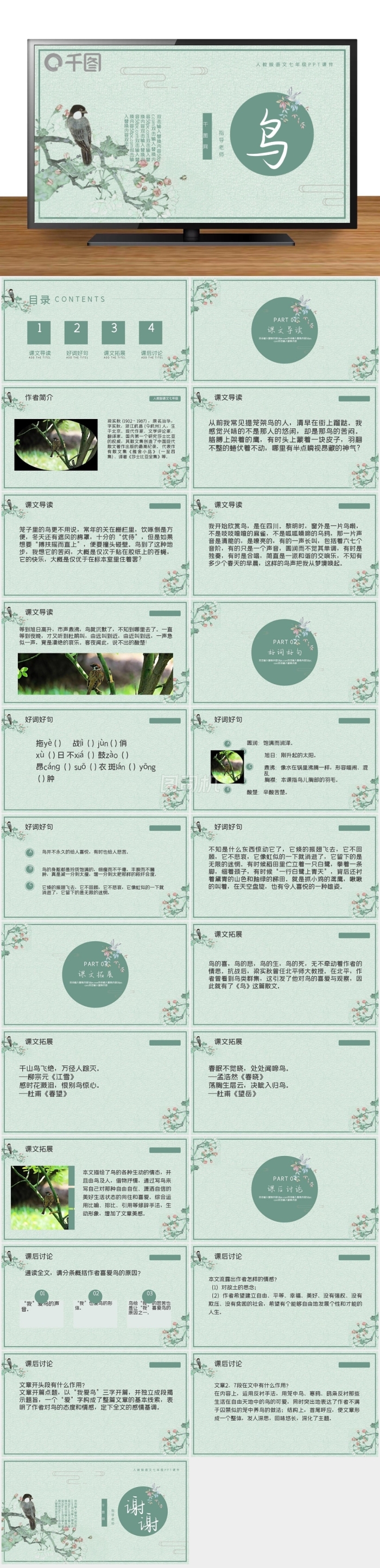 人教版初七年級(jí)語(yǔ)文鳥(niǎo)PPT課件