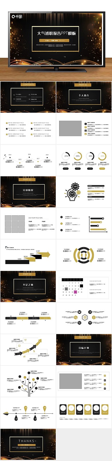 工作总结黑金大气述职报告PPT
