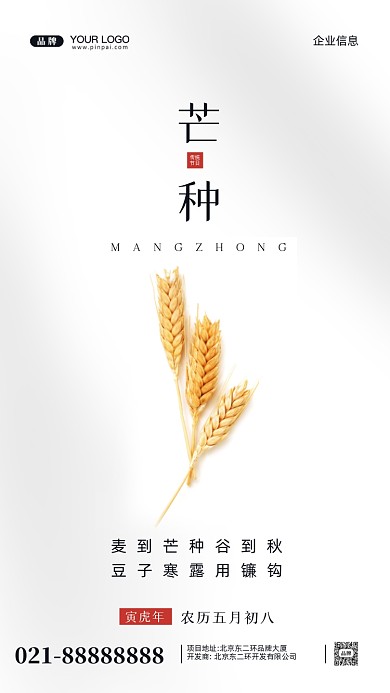 中国传统节日芒种摄影图手机海报