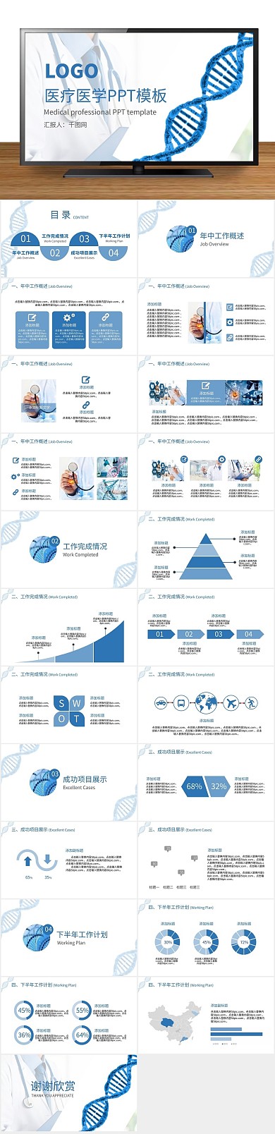 报告生物学DNA主题医疗医学PPT
