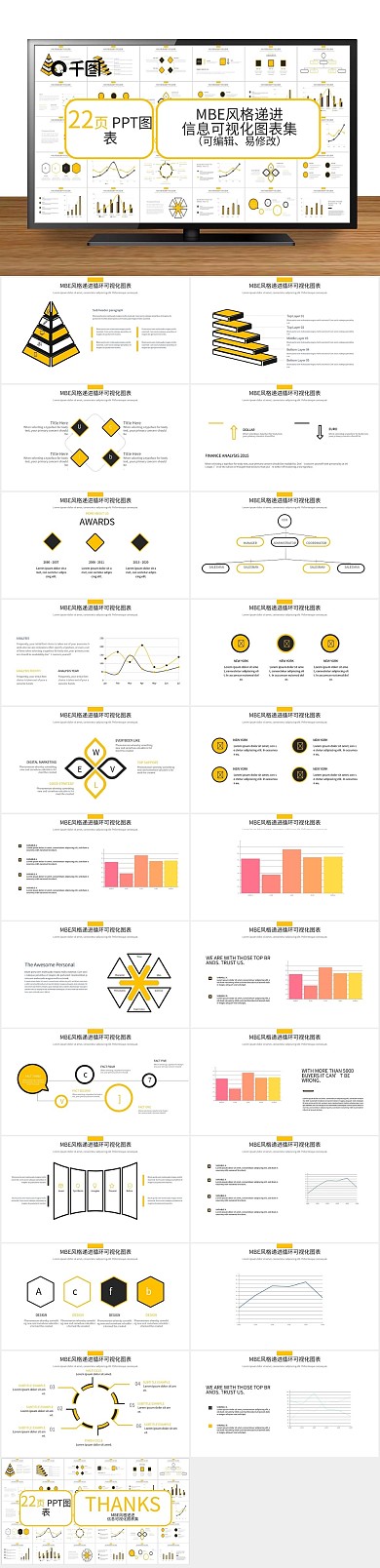 集合小清新递进循环可视化PPT图表
