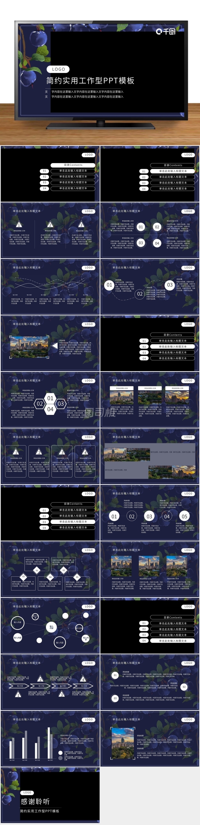 藍(lán)莓詳情頁PPT模板