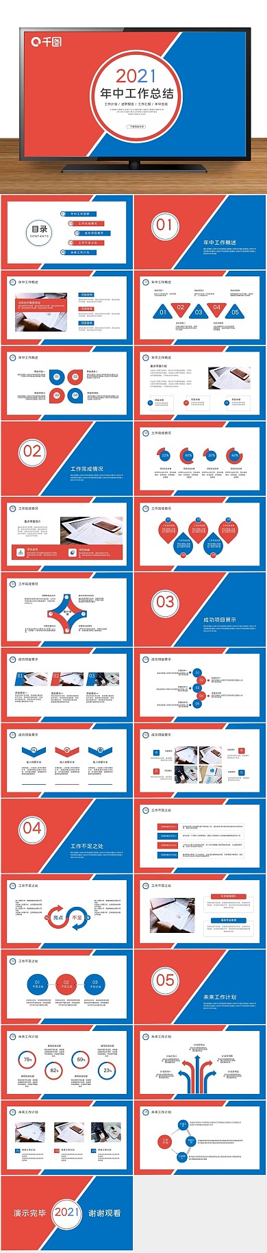 报告计划年中工作汇报工作总结PPT
