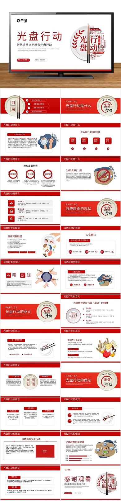 公益宣传浪费文明就餐光盘行动PPT
