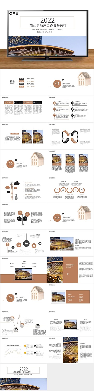 工作建筑简约风房地产工作汇报PPT
