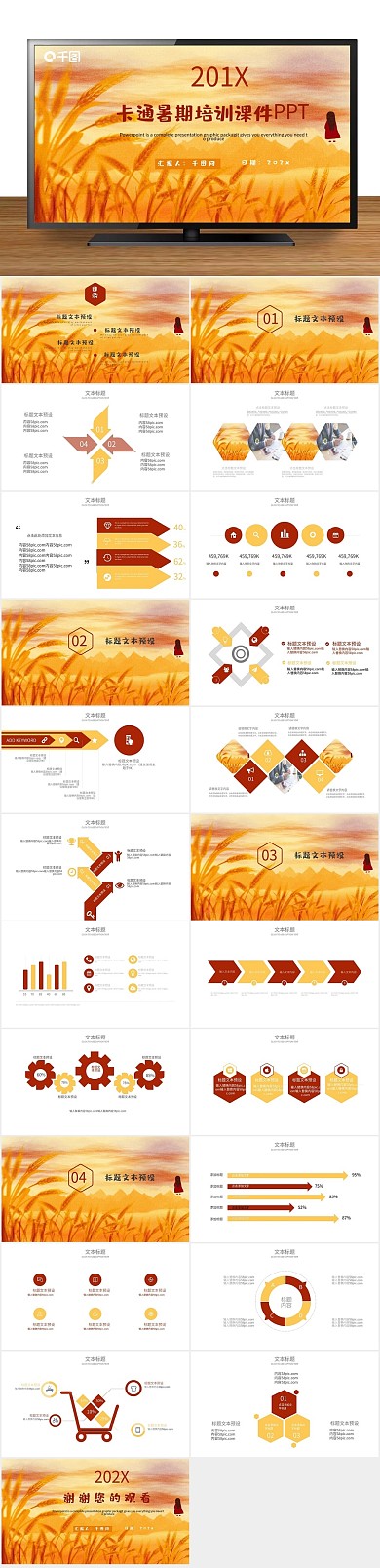 卡通麦田暑期培训课件PPT
