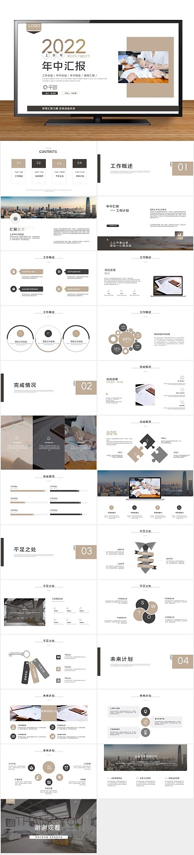 报告计划年中汇报工作总结ppt
