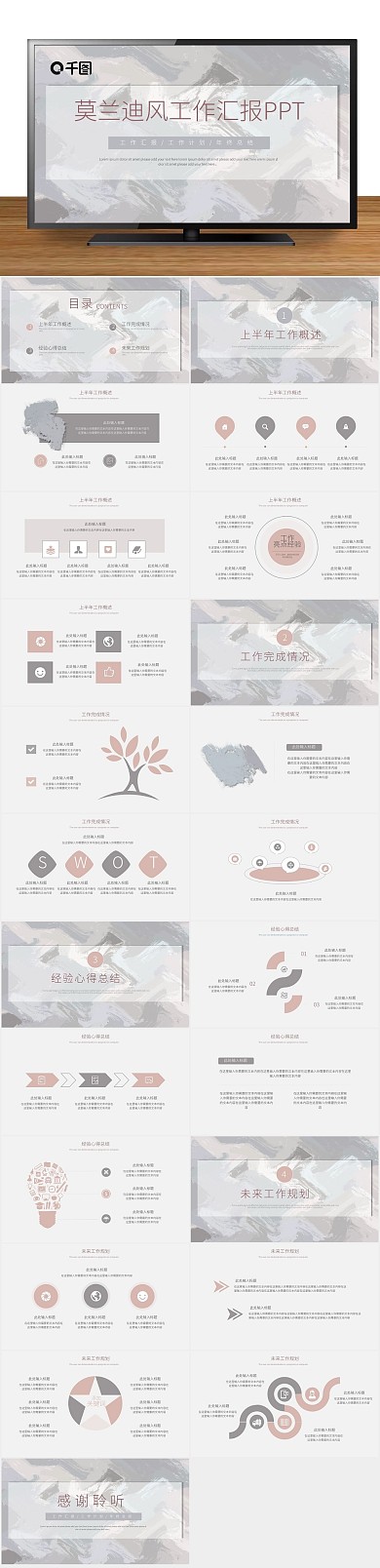 小清新兰迪风工作汇报通用PPT
