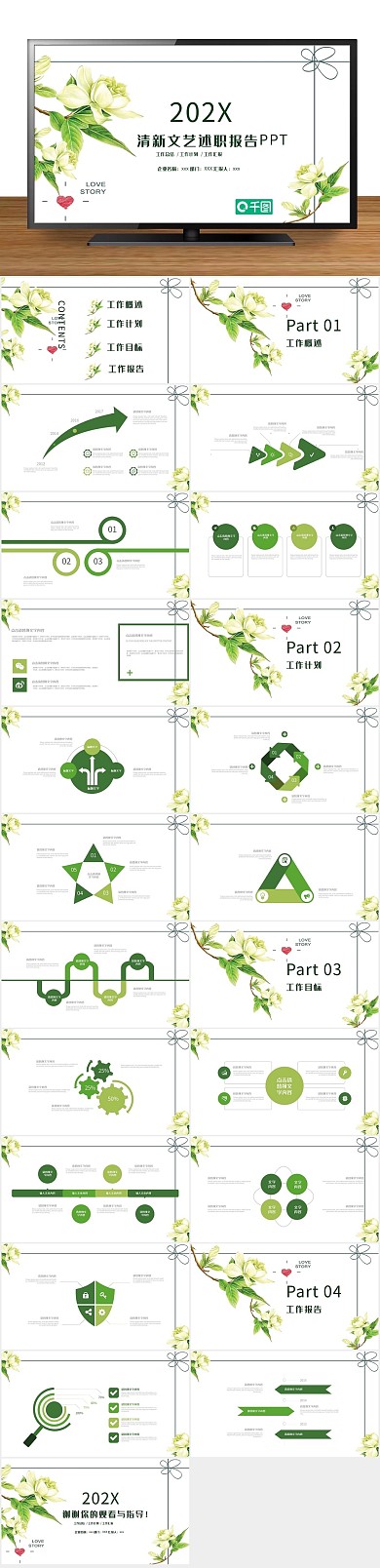 创意商业清新文艺述职报告PPT
