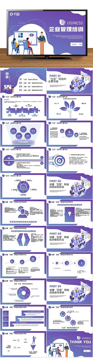 商务渐变内容型企业管理培训PPT
