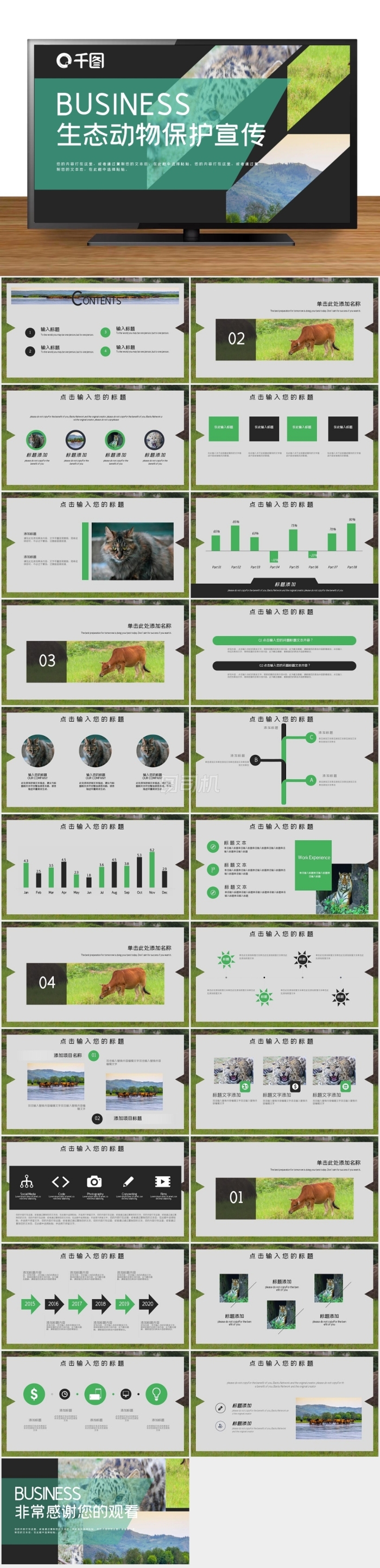 時(shí)尚商務(wù)風(fēng)生態(tài)動(dòng)物保護(hù)宣傳PPT模板