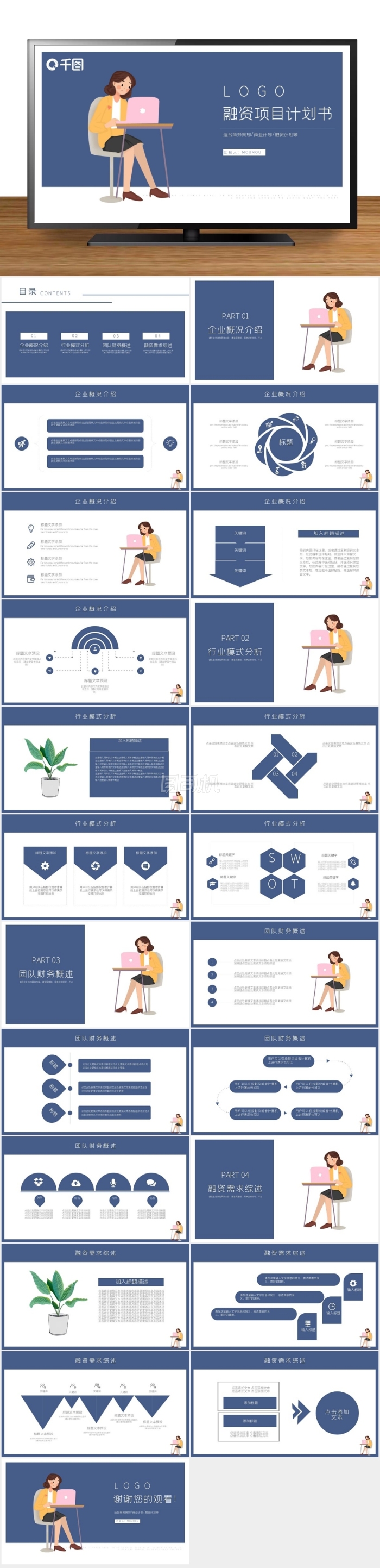 簡約風(fēng)融資項目商業(yè)計劃書通用PPT模板