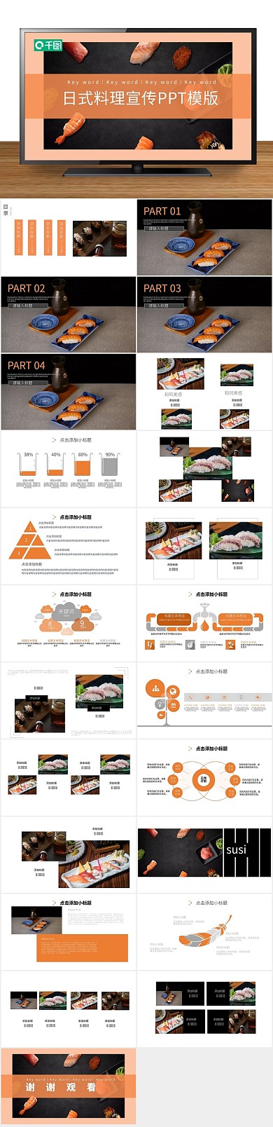 创意画册简约日式料理宣传PPT

