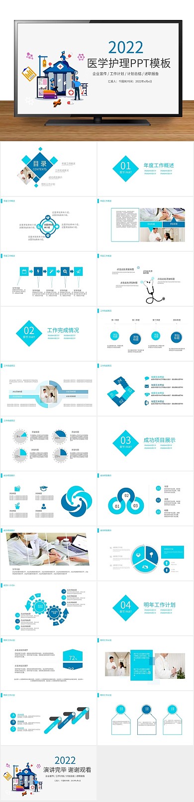 总结医生医院护理查房医疗医学PPT
