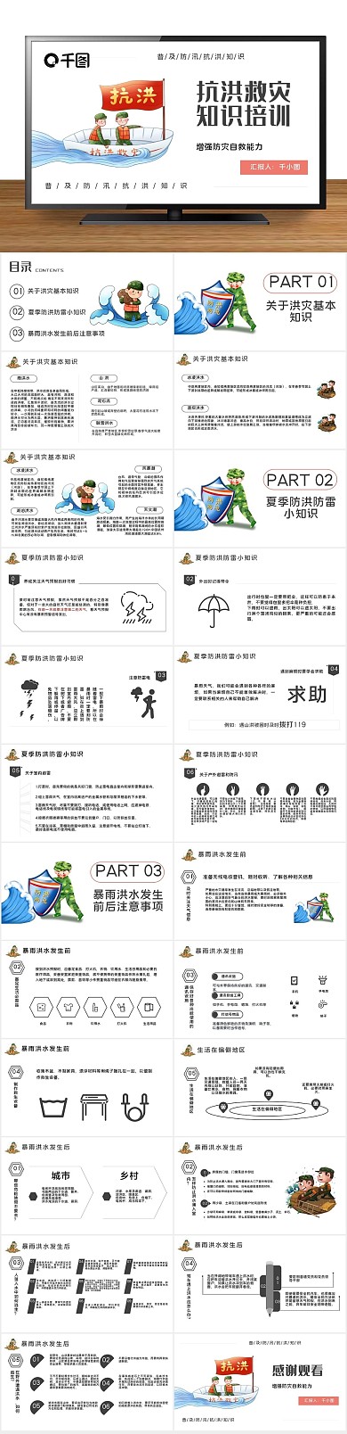 抗洪课件救灾知识教育培训PPT
