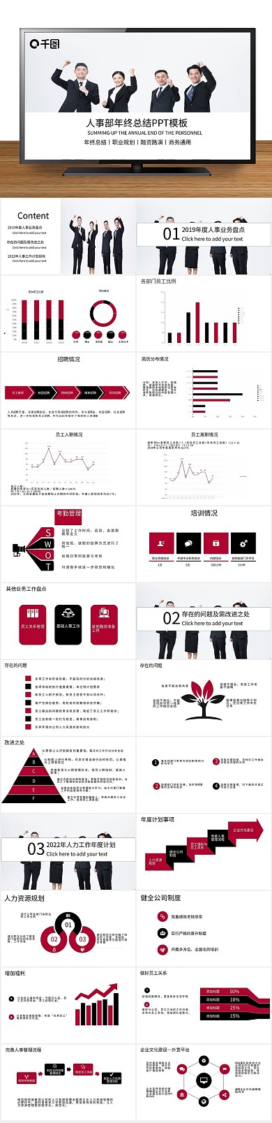 总结部门人事部年终总结计划PPT
