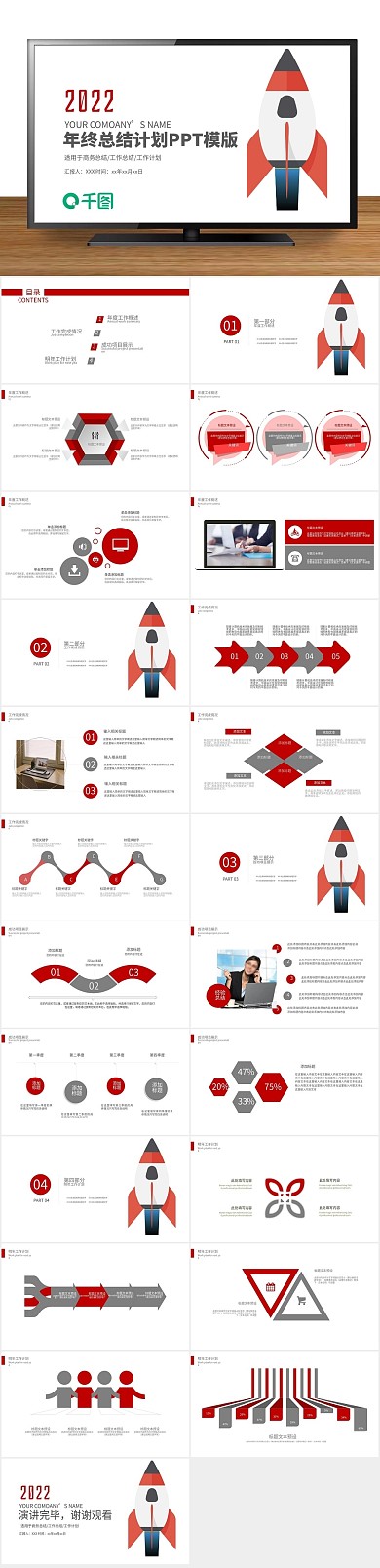 年终总结计划业绩汇报ppt精美
