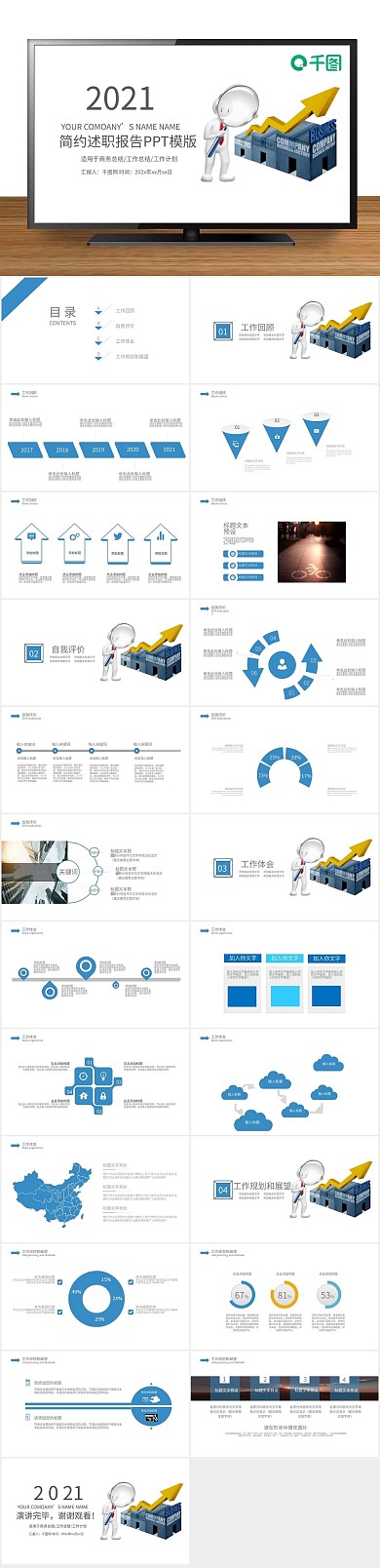 报告商务2019工作汇报总结PPT
