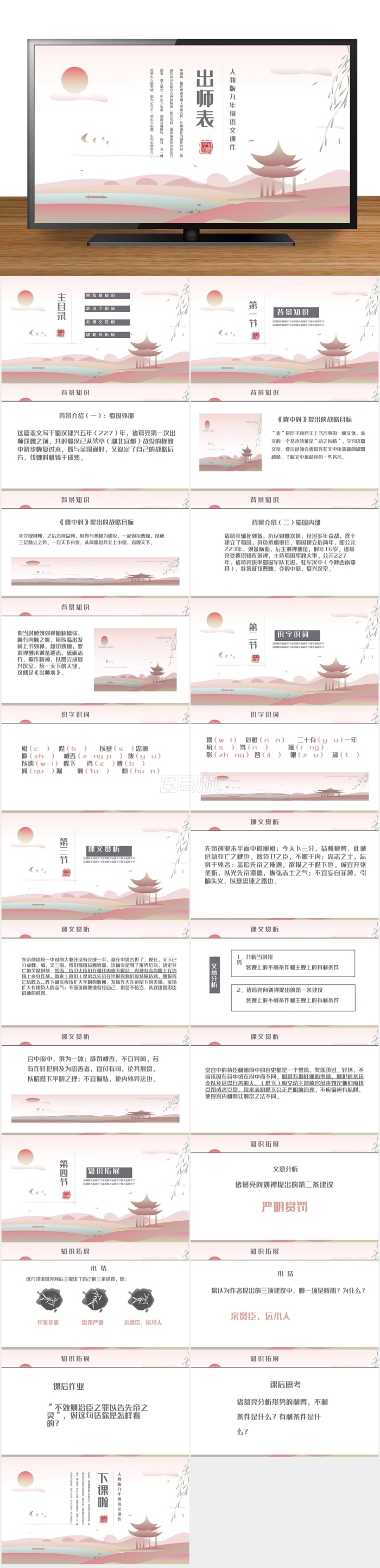 出師表人教版九年級語文教學課件PPT模板