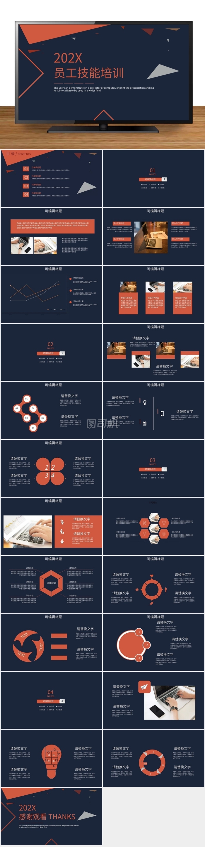 創(chuàng)意幾何員工技能培訓(xùn)PPT模板