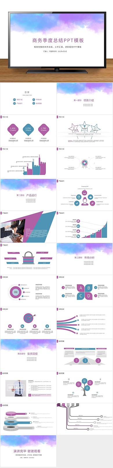年终总结中工作总结计划汇报PPT
