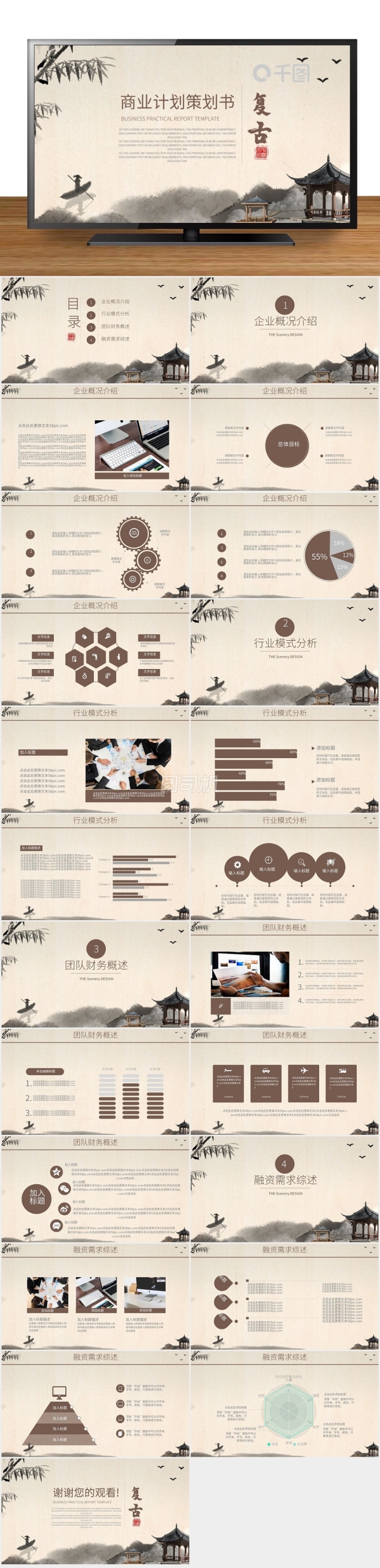 復(fù)古通用項目策劃商業(yè)計劃書PPT模板