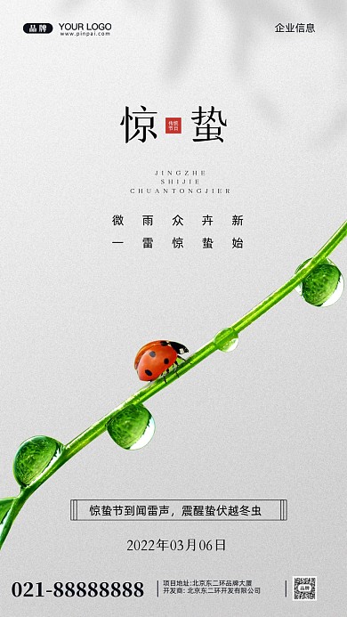 中国传统节气惊蛰摄影图手机海报