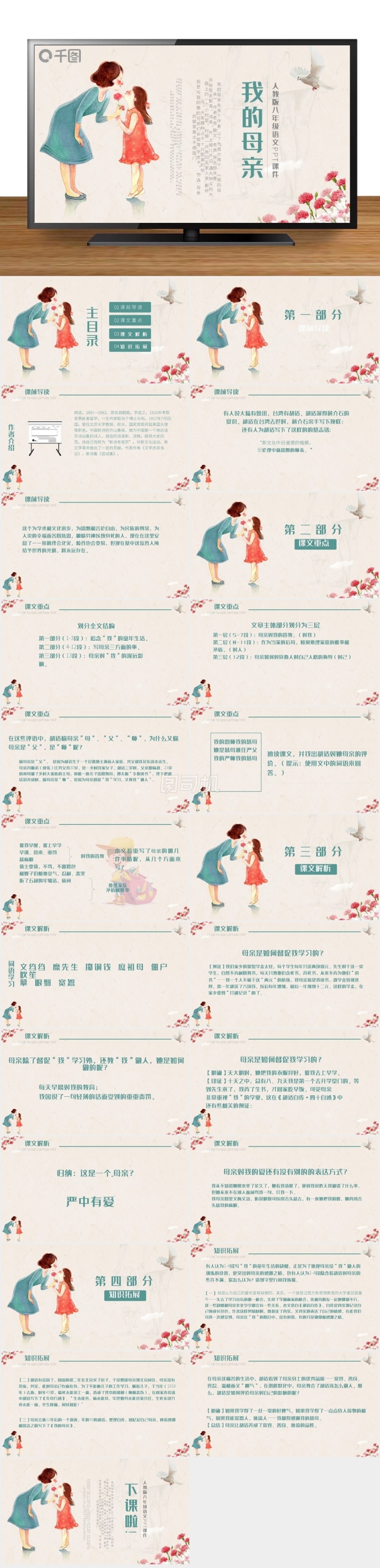 人教版八年級語文課件范本PPT-我的母親
