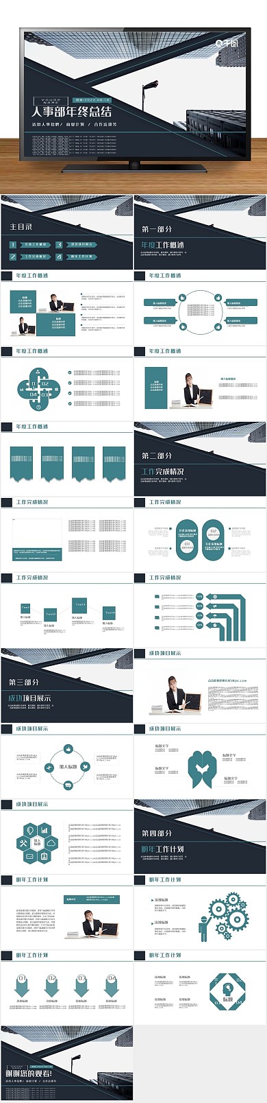 工作汇报人事部门年终总结PPT
