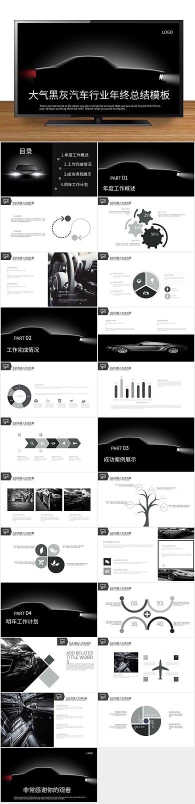 计划总结汽车行业年终总结PPT
