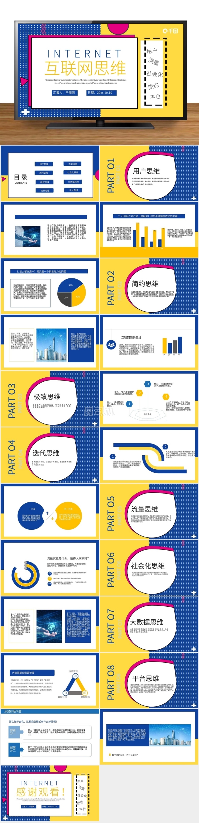創(chuàng)意互聯(lián)網(wǎng)思維PPT模板
