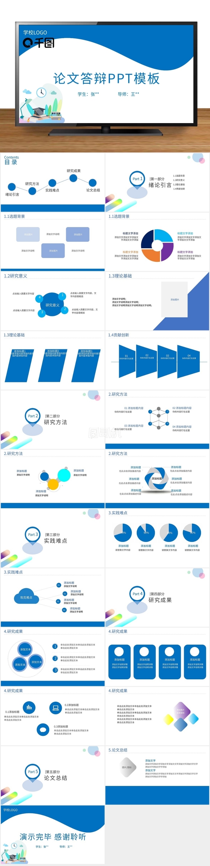 簡約實用畢業(yè)論文答辯PPT模板
