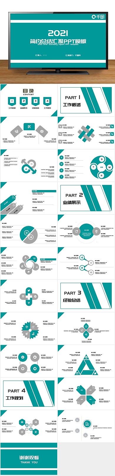 商务2021简约总结汇报PPT
