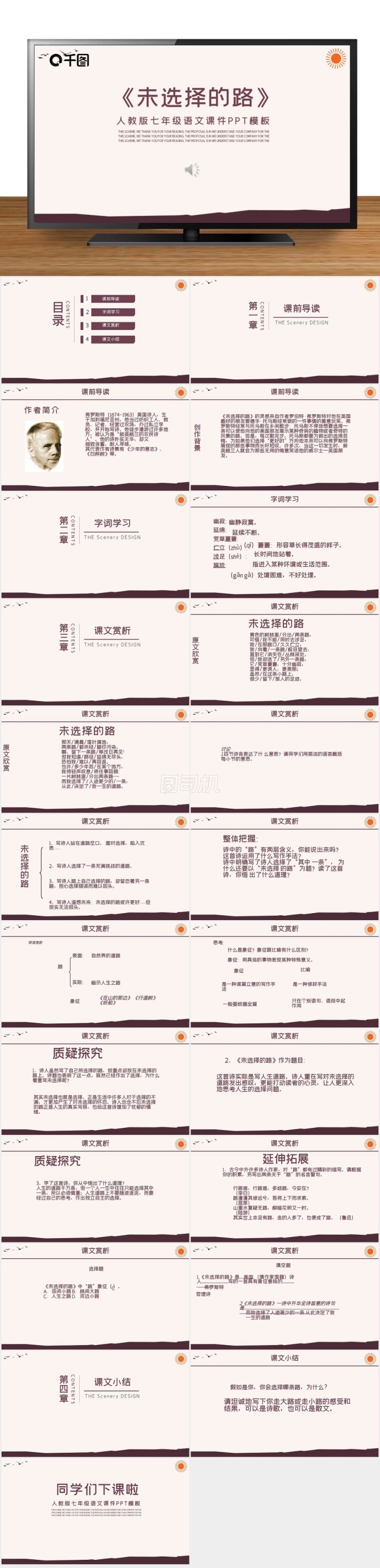 人教版七年級(jí)語文課件范本PPT-未選擇的路