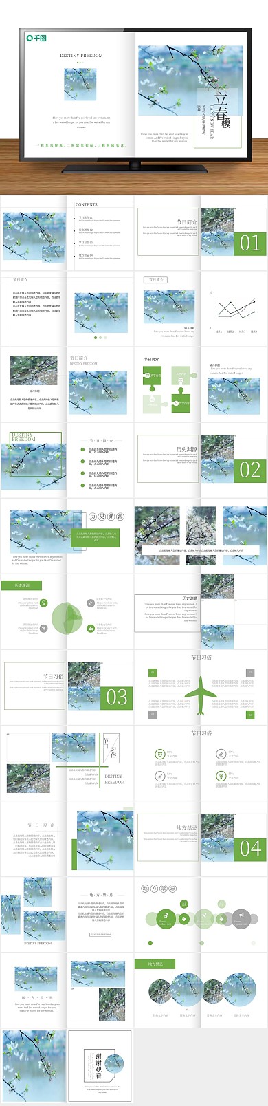 绿色简约浅色清新立春宣传PPT
