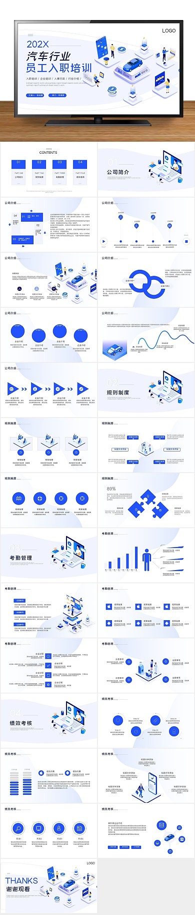 汽车蓝色汽车行业入职培训ppt
