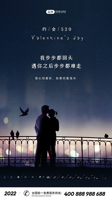 520情人节浪漫的情侣摄影图海报