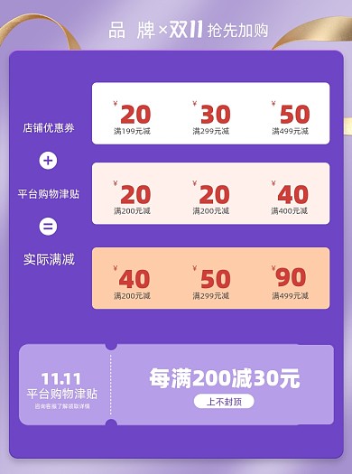 双11天猫会员权益购物金津贴促销预售主图
