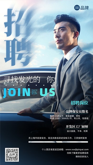 招聘诚聘商务保安摄影图海报