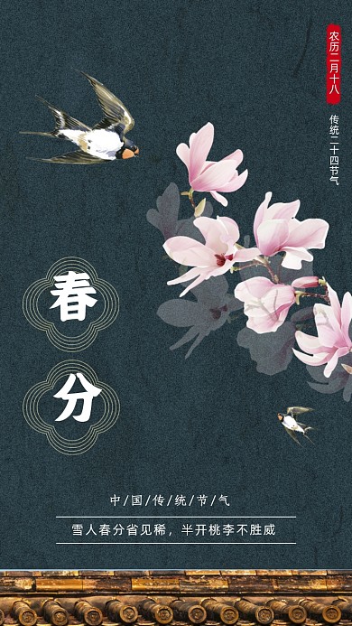 二十四节气春分摄影图海报