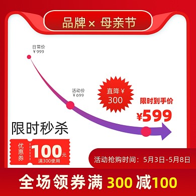 母亲节曲线促销活动通用主图