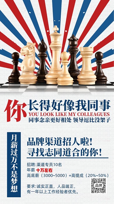 招聘复古简约放射摄影图海报