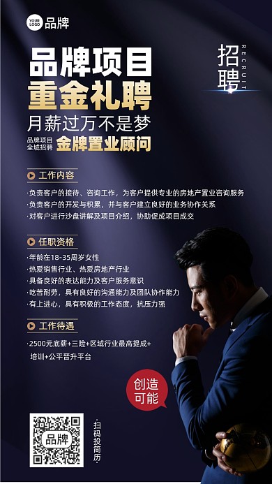 招聘房地产商务摄影图海报